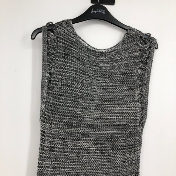 IRO Paris Grey Yarn plunging V neck sleeveless bodycon knit mini dress size  2 - Picture 8 of 14